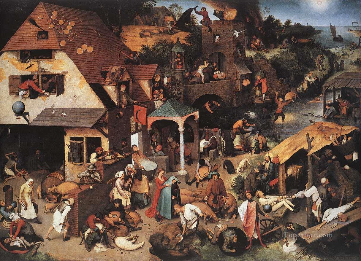 Netherlandish Proverbs Flemish Renaissance peasant Pieter Bruegel the Elder Oil Paintings